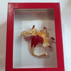 Vtg 2000's Christopher Radko Lily Pin Brooch New NOS